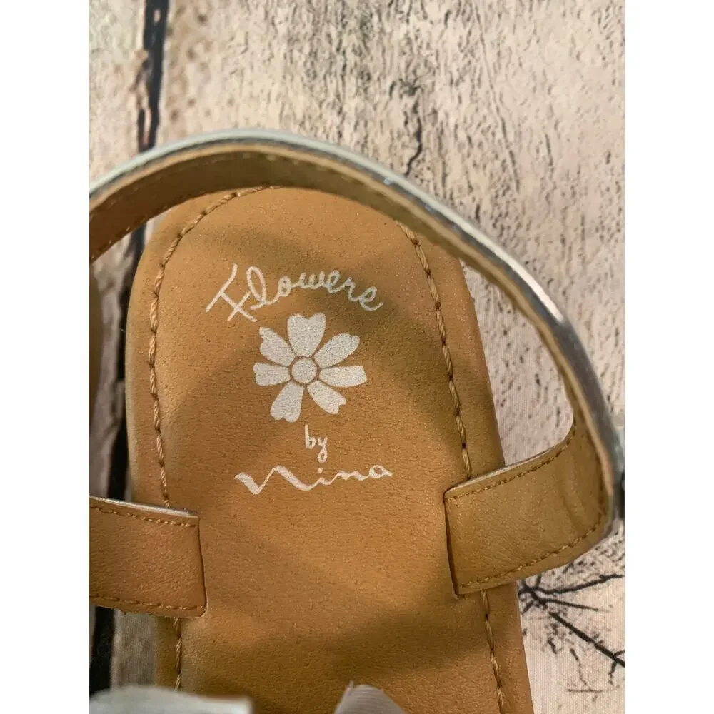FLOWERS BY NINA Girl’s Annabel Strappy Applique Sandals / Size: 11